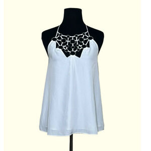 Ramy Brook off white Ring-Detail Halter Top size XXS